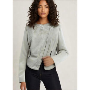 Apt. 9 Women's Jacket Beige Size Sm Faux Suede Asymmetrical Zipper Long Sleeve